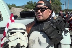 City Employee Volunteers as Storm Trooper