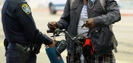 Police officer speaking with person