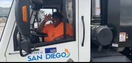 Photo of City employee in City vehicle
