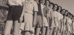 1935-36 California Pacific Exposition&#44; Fourteen Girls Lined up