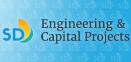 Engineering and Capital Projects logo on a blue background.