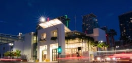 Fire station in San Diego at night
