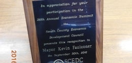 26th Annual Economic Summit Appreciation Plaque