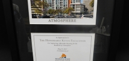 Plaque from Wakeland Housing and Development Corporation