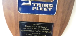 Wooden crest plaque commemorating San Diego Fleet Week 2016