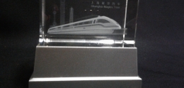 Etched Glass Square with Shanghai Maglev Train