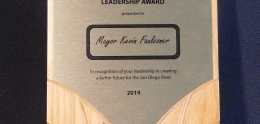 Light Brown Rectangular Slated Edge Leadership Award 2019 from SD River Park Foundation