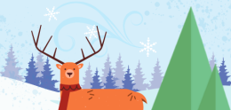 Clipart of deer and tree in winter