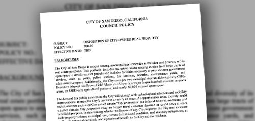 Updated Council Policy 700-10: Disposition of City-Owned Real Property