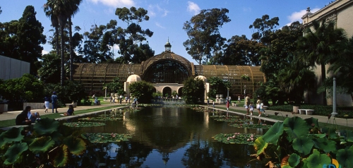 Balboa Park Botanical Building and Lily Pond