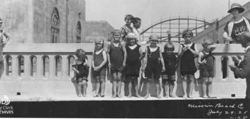 Children on Mission Beach Seawall