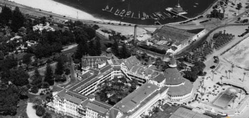 1936 Aerial View of Hotel Del Coronado, Glorietta Bay Marina