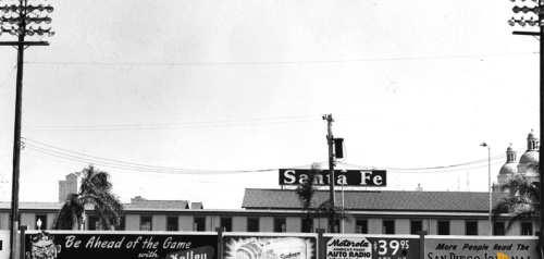 Advertisements around Lane Field in 1949