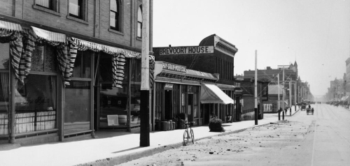 Downtown Storefronts on Broadway in 1906