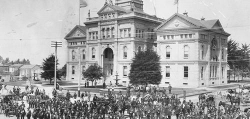 Veteran Firemen at San Diego County Courthouse in 1894