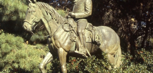 Bronze Statue of a Mexican Vaquero on a Horse in Presidio Park