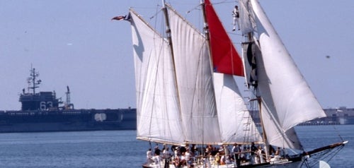 Marine Museum's California Passing USS Kitty Hawk in San Diego Bay