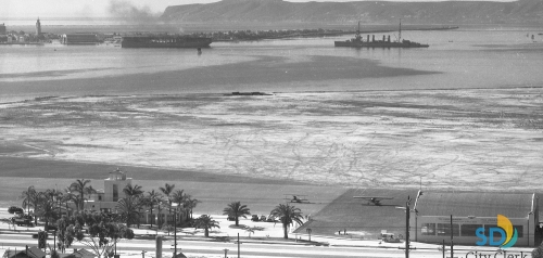 Military in San Diego Bay in 1933, Ryan School in Foreground