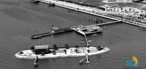 1946 Aerial Photo of Original San Diego Rowing Club Boathouse