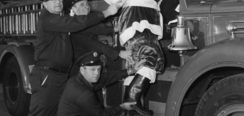 Santa Claus with Firemen in 1966