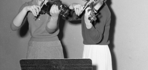 Sandra  Chuckta and Laurie Kostakis 1960 San Diego Youth Symphony
