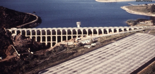 Aerial View of Lake Murray  and Alvarado Water Plant in 1969