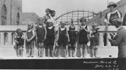 Children on Mission Beach Seawall