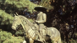 Bronze Statue of a Mexican Vaquero on a Horse in Presidio Park