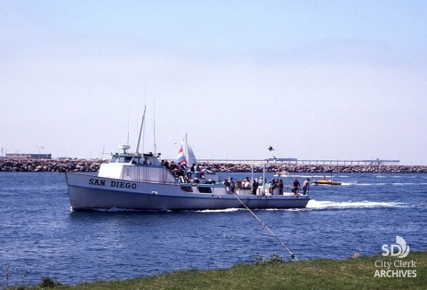 Sportfishing Boat, the 'San Diego' Entering Mission Bay in 1970