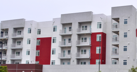 side view of an apartment building complex