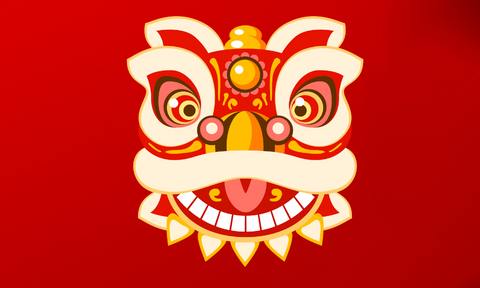 Clip art of Chinese Lion on red background