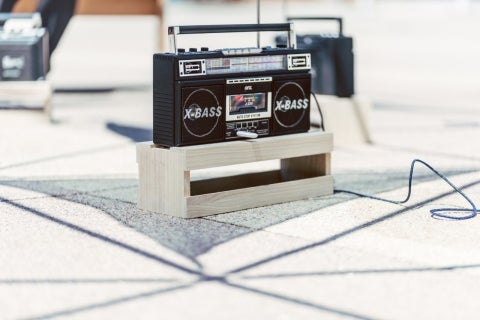 Cassette player at art exhibition 