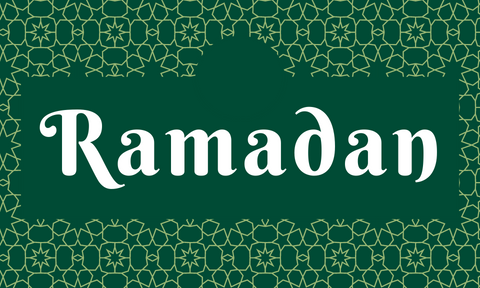 Ramadan text on green patterned background