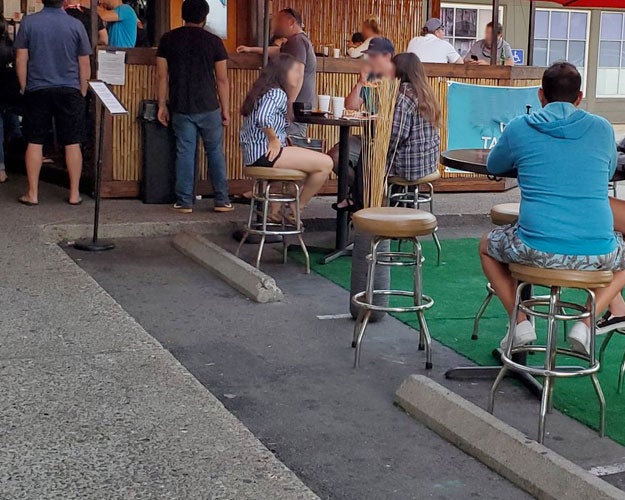 Temporary outdoor dining on a private parking lot