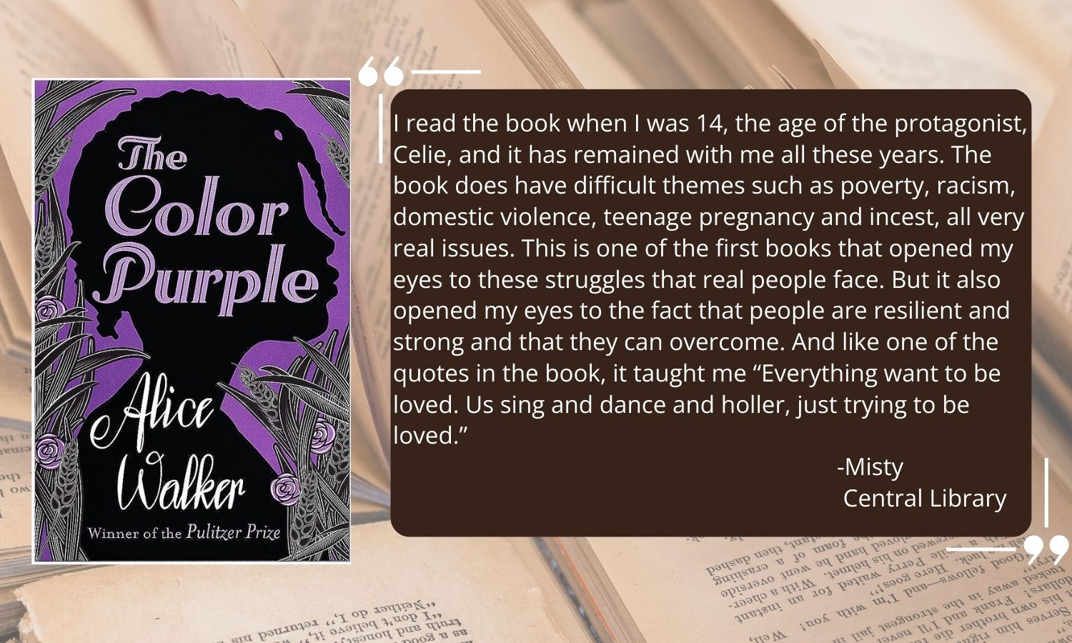 The Color Purple by Alice Walker with staff testimonial