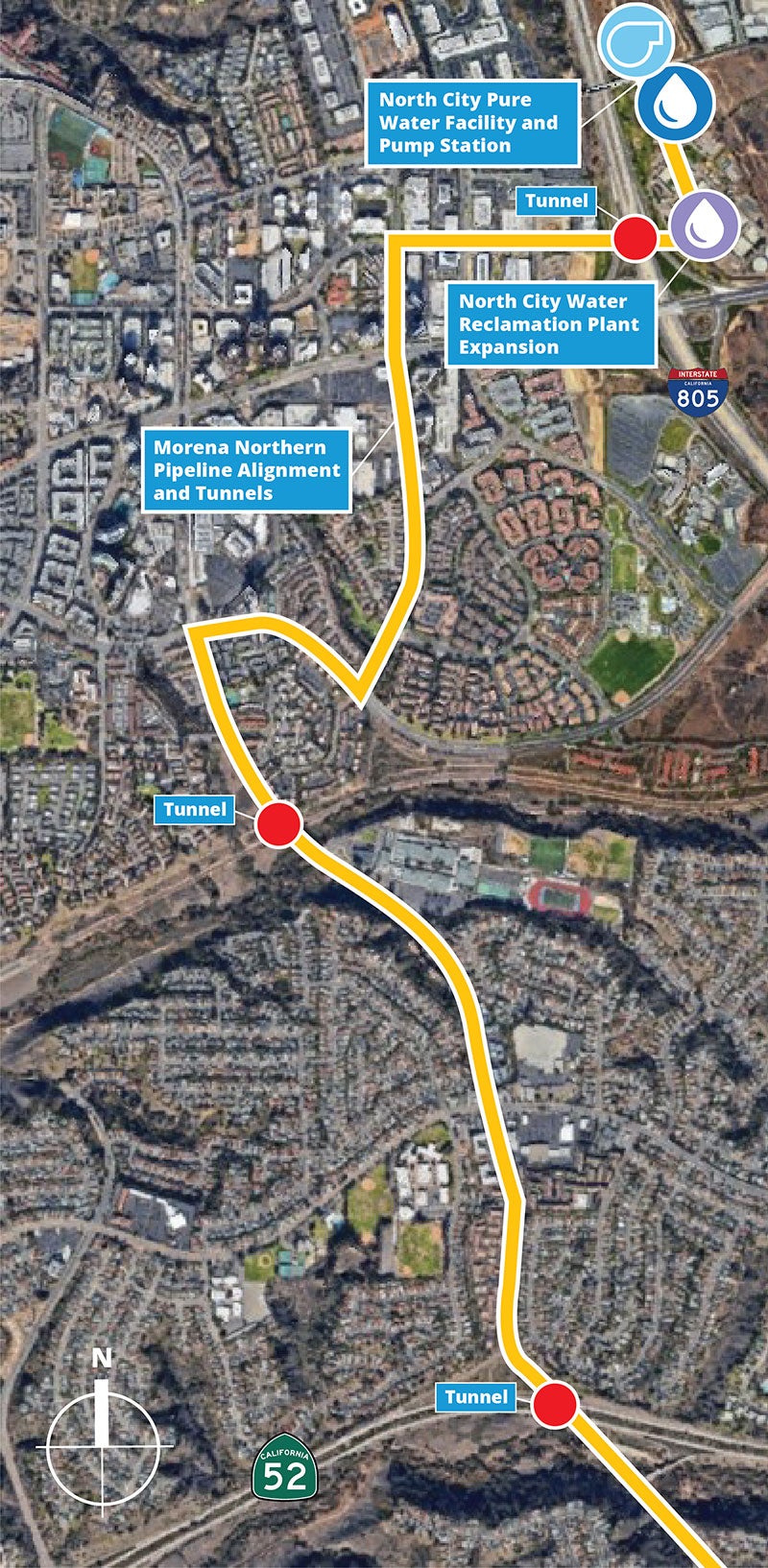 Satellite view of University City and Eastgate Mall area