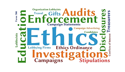 Graphic Collage of Ethics Terms